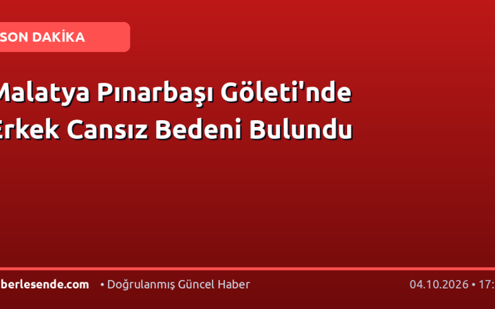Malatya Pınarbaşı Göleti'nde Erkek Cansız Bedeni Bulundu