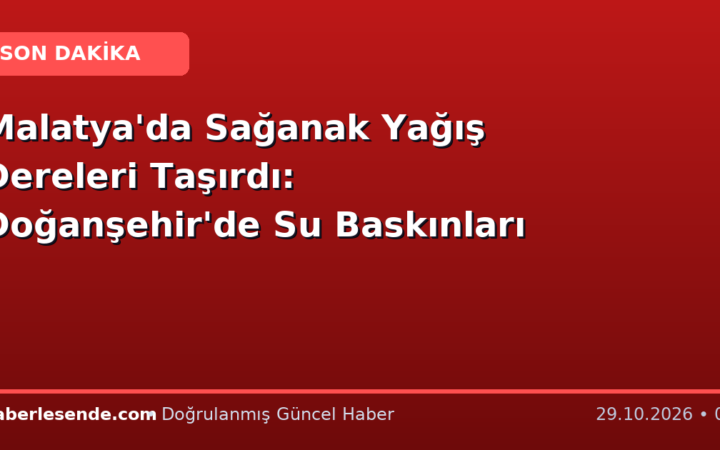 Malatya'da Sağanak Yağış Dereleri Taşırdı: Doğanşehir'de Su Baskınları