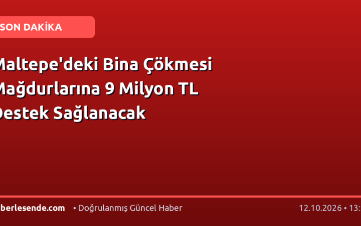 Maltepe'deki Bina Çökmesi Mağdurlarına 9 Milyon TL Destek Sağlanacak