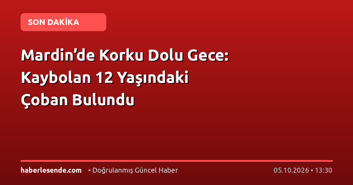 Mardin’de Korku Dolu Gece: Kaybolan 12 Yaşındaki Çoban Bulundu