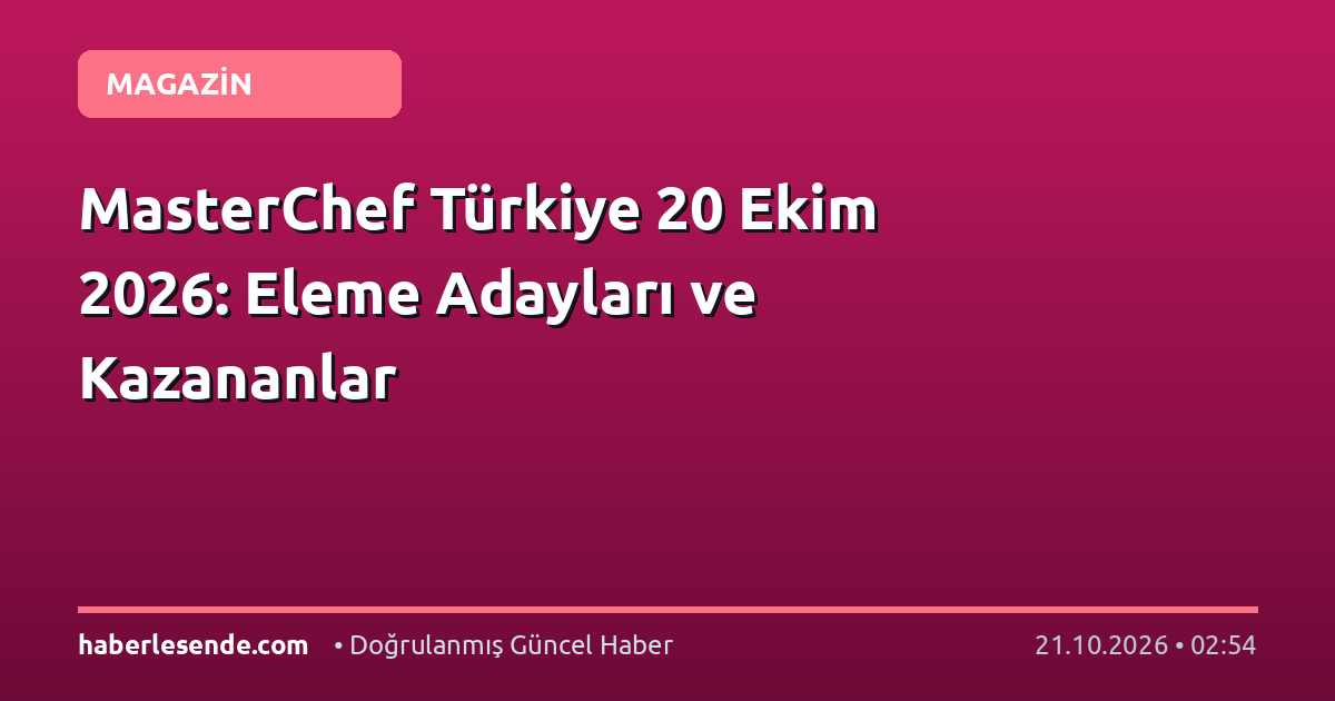 MasterChef Türkiye 20 Ekim 2026: Eleme Adayları ve Kazananlar