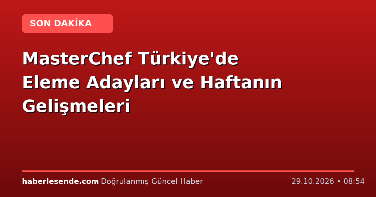 MasterChef Türkiye'de Eleme Adayları ve Haftanın Gelişmeleri