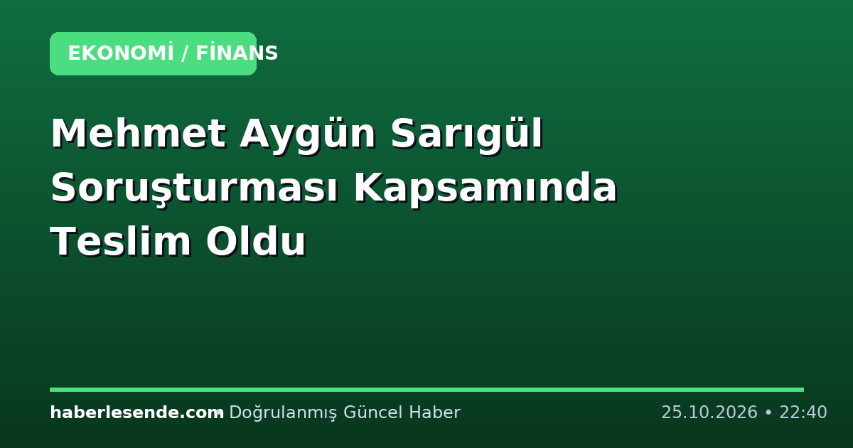 Mehmet Aygün Sarıgül Soruşturması Kapsamında Teslim Oldu