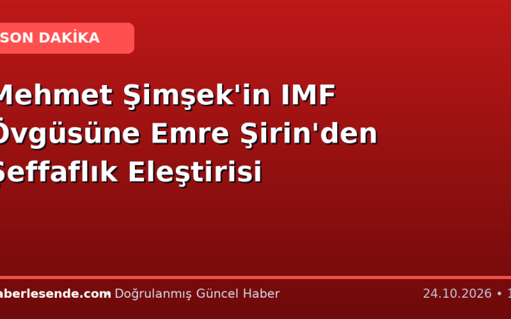 Mehmet Şimşek'in IMF Övgüsüne Emre Şirin'den Şeffaflık Eleştirisi