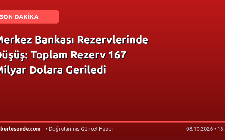Merkez Bankası Rezervlerinde Düşüş: Toplam Rezerv 167 Milyar Dolara Geriledi