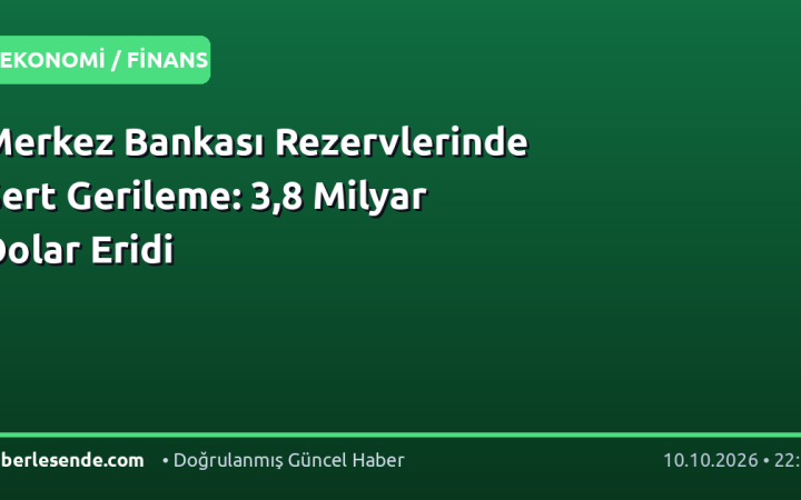 Merkez Bankası Rezervlerinde Sert Gerileme: 3,8 Milyar Dolar Eridi