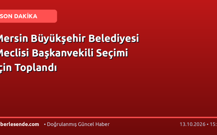 Mersin Büyükşehir Belediyesi Meclisi Başkanvekili Seçimi İçin Toplandı