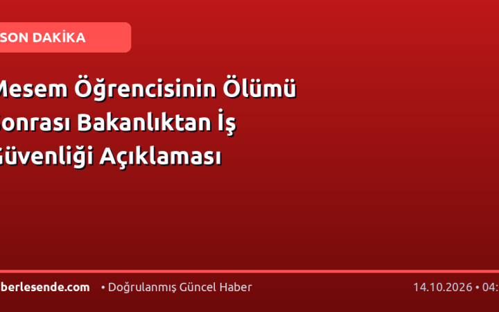 Mesem Öğrencisinin Ölümü Sonrası Bakanlıktan İş Güvenliği Açıklaması
