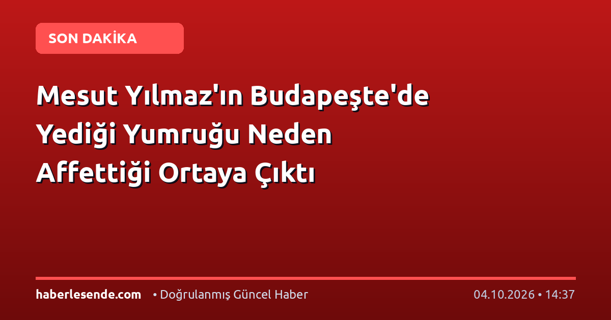 Mesut Yılmaz'ın Budapeşte'de Yediği Yumruğu Neden Affettiği Ortaya Çıktı