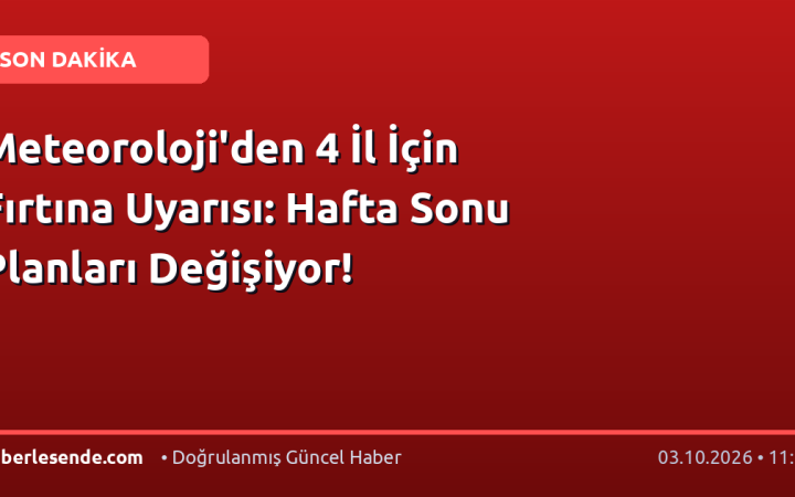 Meteoroloji'den 4 İl İçin Fırtına Uyarısı: Hafta Sonu Planları Değişiyor!