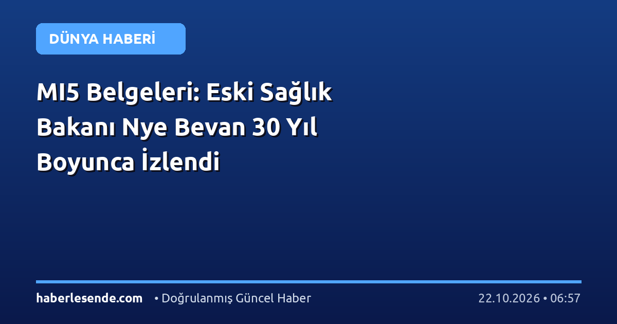 MI5 Belgeleri: Eski Sağlık Bakanı Nye Bevan 30 Yıl Boyunca İzlendi
