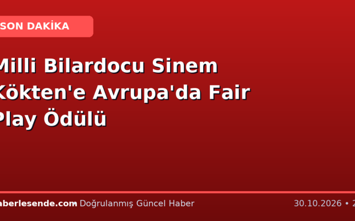 Milli Bilardocu Sinem Kökten'e Avrupa'da Fair Play Ödülü