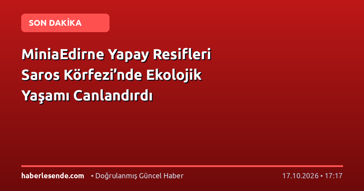 MiniaEdirne Yapay Resifleri Saros Körfezi’nde Ekolojik Yaşamı Canlandırdı