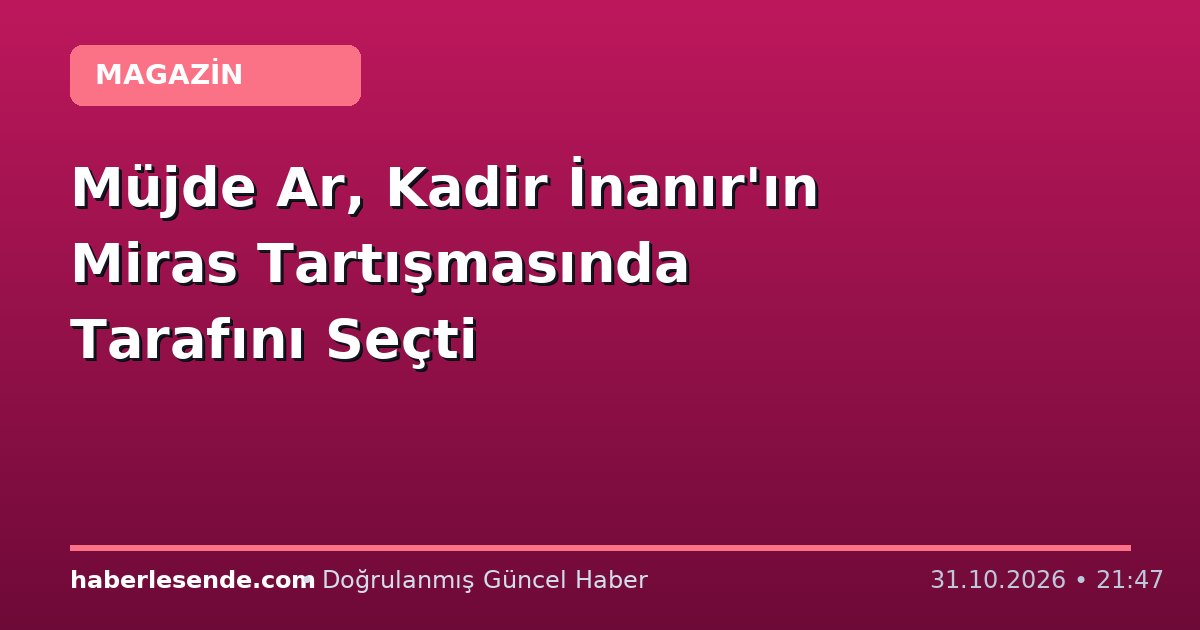 Müjde Ar, Kadir İnanır'ın Miras Tartışmasında Tarafını Seçti