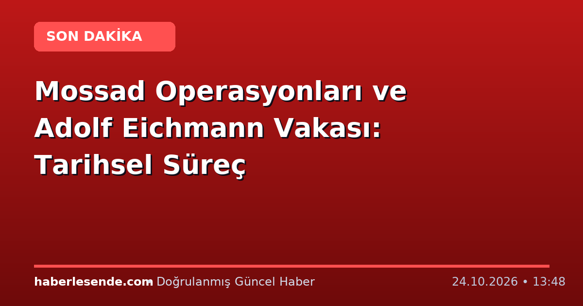 Mossad Operasyonları ve Adolf Eichmann Vakası: Tarihsel Süreç