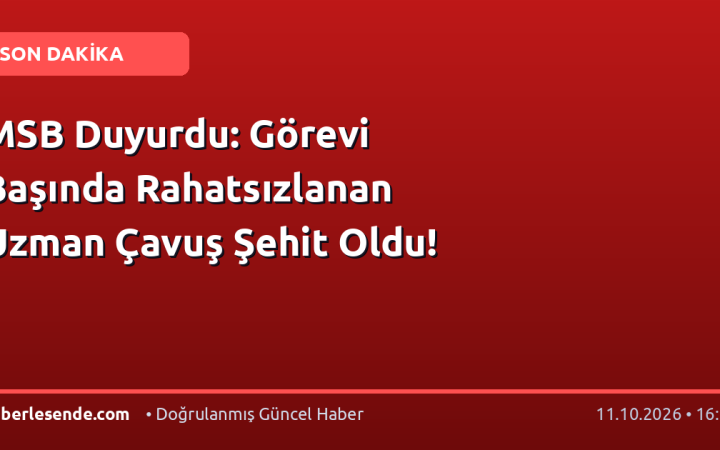 MSB Duyurdu: Görevi Başında Rahatsızlanan Uzman Çavuş Şehit Oldu!