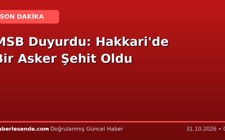 MSB Duyurdu: Hakkari'de Bir Asker Şehit Oldu