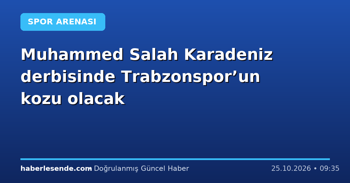 Muhammed Salah Karadeniz derbisinde Trabzonspor’un kozu olacak