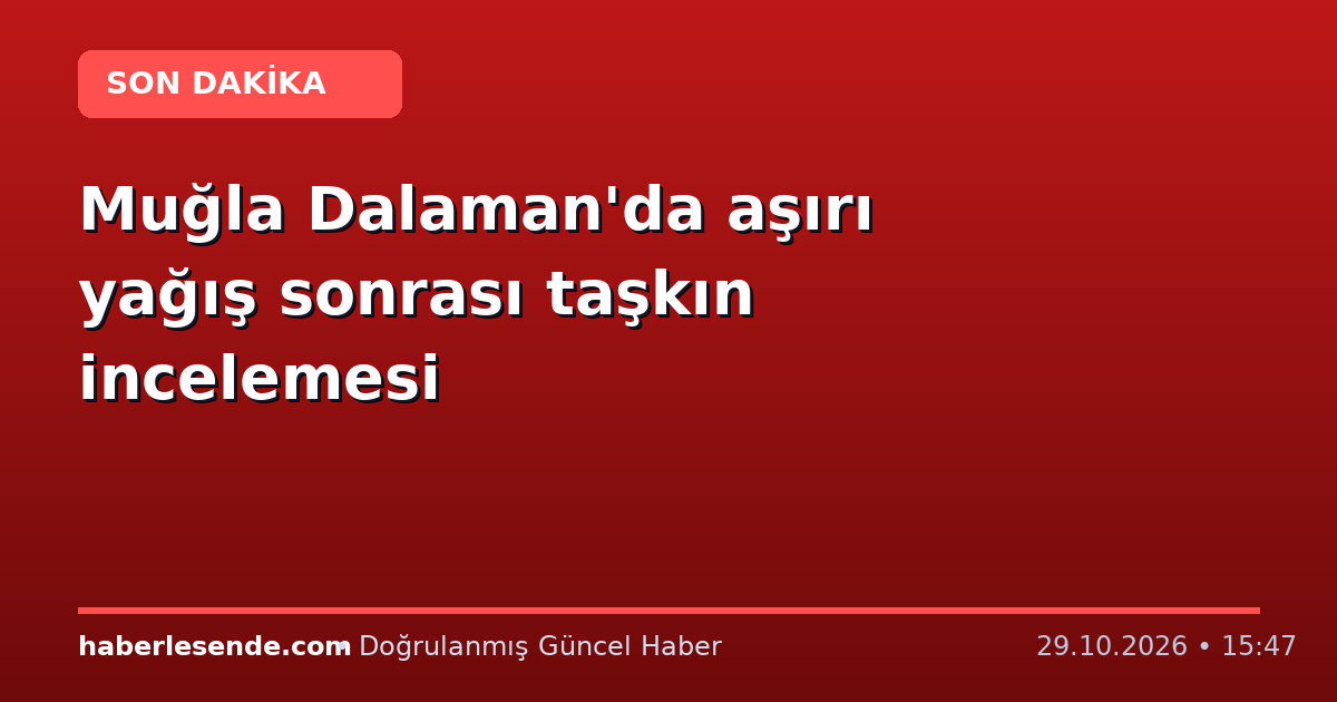 Muğla Dalaman'da aşırı yağış sonrası taşkın incelemesi