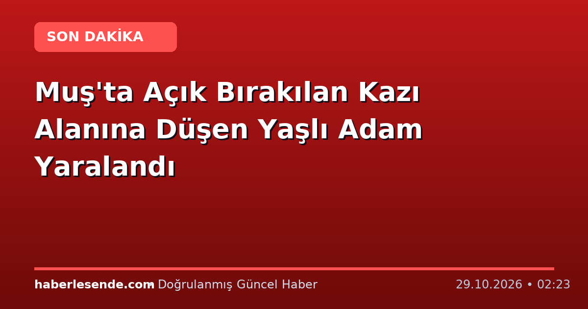 Muş'ta Açık Bırakılan Kazı Alanına Düşen Yaşlı Adam Yaralandı
