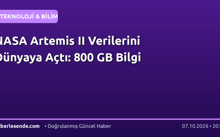 NASA Artemis II Verilerini Dünyaya Açtı: 800 GB Bilgi