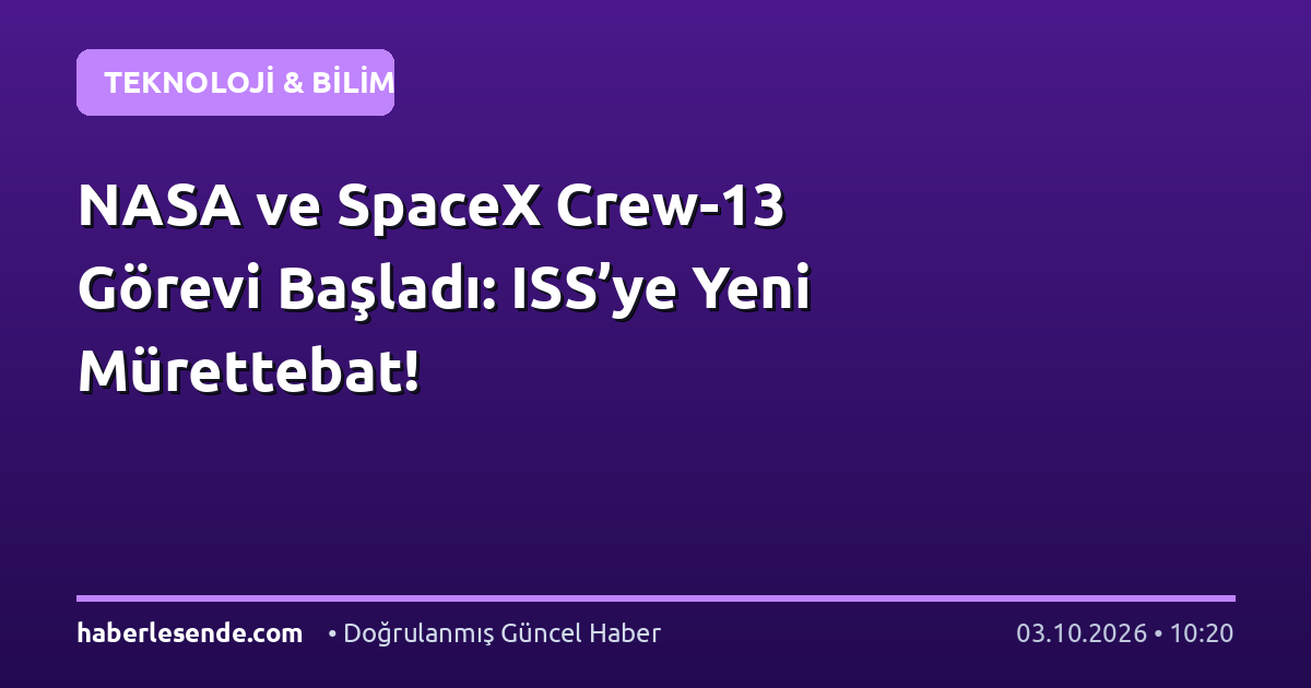 NASA ve SpaceX Crew-13 Görevi Başladı: ISS’ye Yeni Mürettebat!