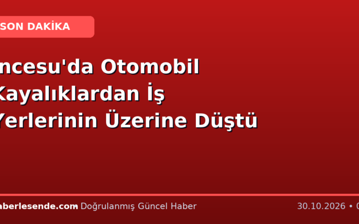 İncesu'da Otomobil Kayalıklardan İş Yerlerinin Üzerine Düştü