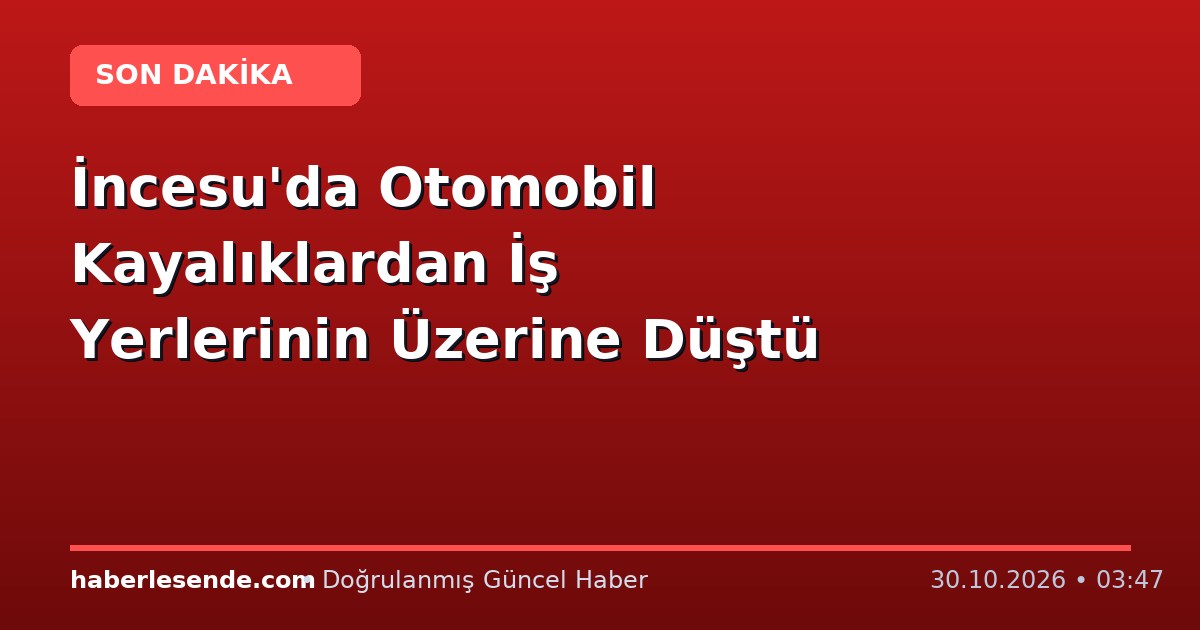 İncesu'da Otomobil Kayalıklardan İş Yerlerinin Üzerine Düştü
