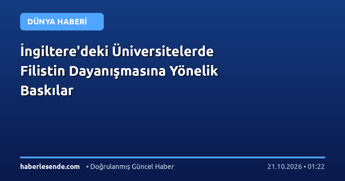 İngiltere'deki Üniversitelerde Filistin Dayanışmasına Yönelik Baskılar