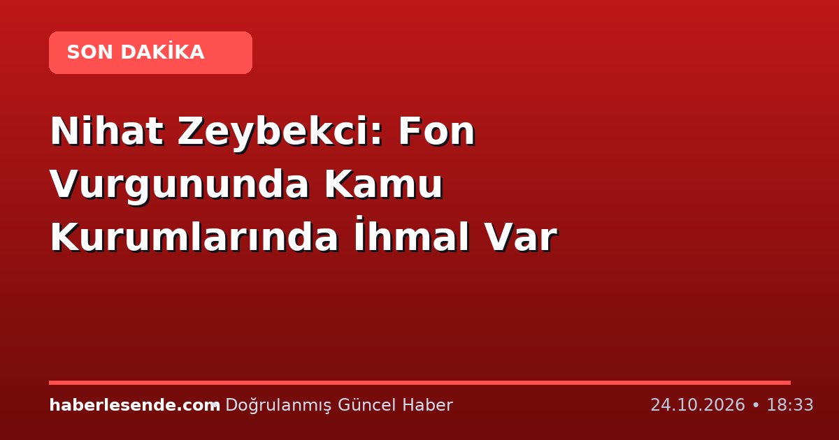 Nihat Zeybekci: Fon Vurgununda Kamu Kurumlarında İhmal Var