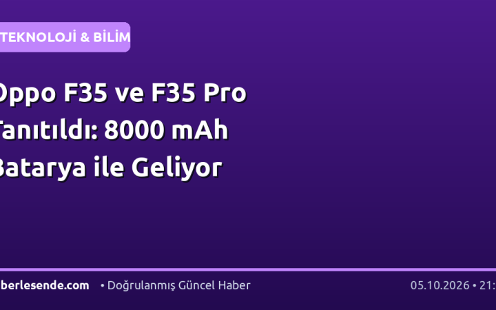 Oppo F35 ve F35 Pro Tanıtıldı: 8000 mAh Batarya ile Geliyor