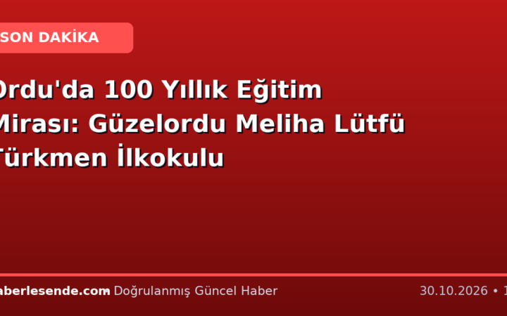 Ordu'da 100 Yıllık Eğitim Mirası: Güzelordu Meliha Lütfü Türkmen İlkokulu