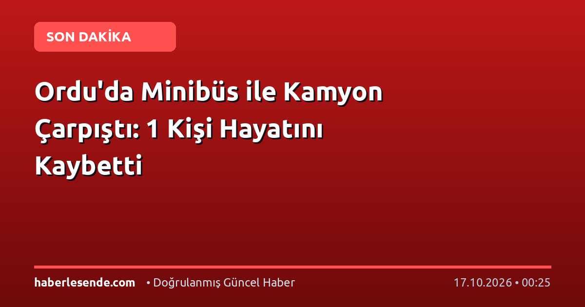Ordu'da Minibüs ile Kamyon Çarpıştı: 1 Kişi Hayatını Kaybetti