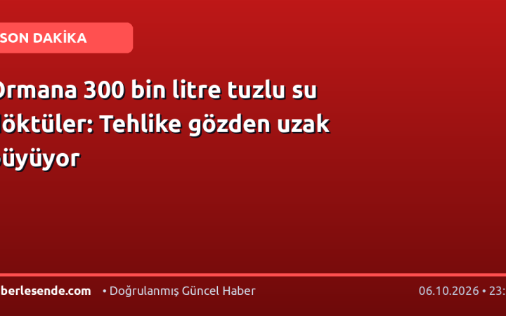 Ormana 300 bin litre tuzlu su döktüler: Tehlike gözden uzak büyüyor
