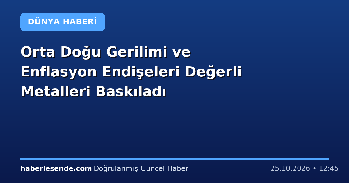 Orta Doğu Gerilimi ve Enflasyon Endişeleri Değerli Metalleri Baskıladı
