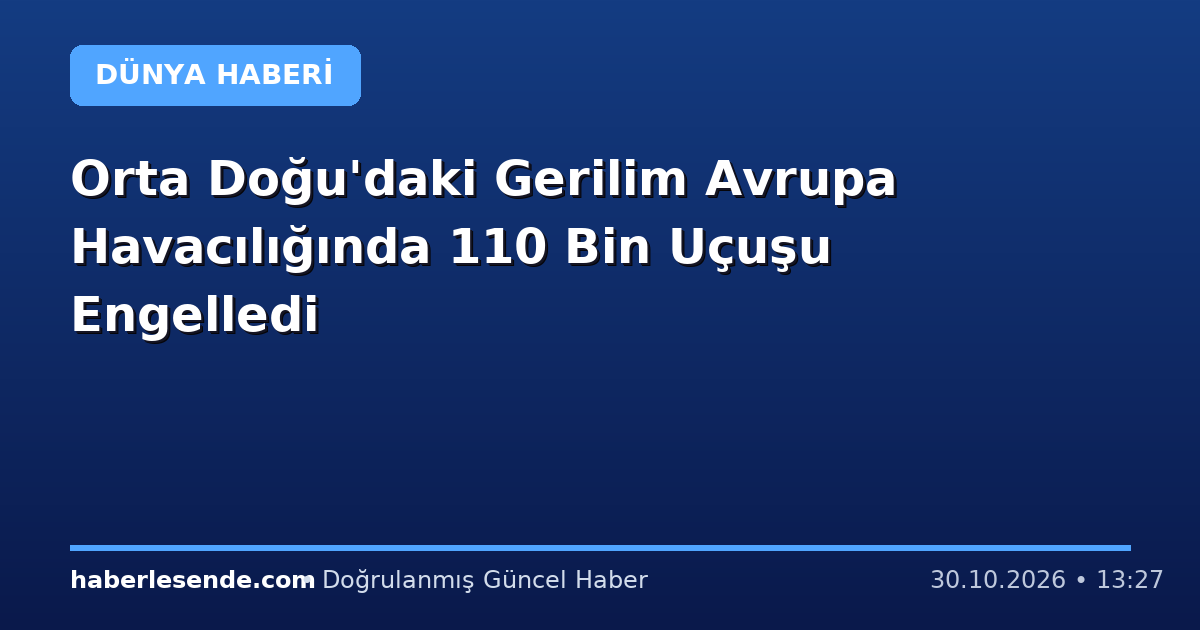 Orta Doğu'daki Gerilim Avrupa Havacılığında 110 Bin Uçuşu Engelledi