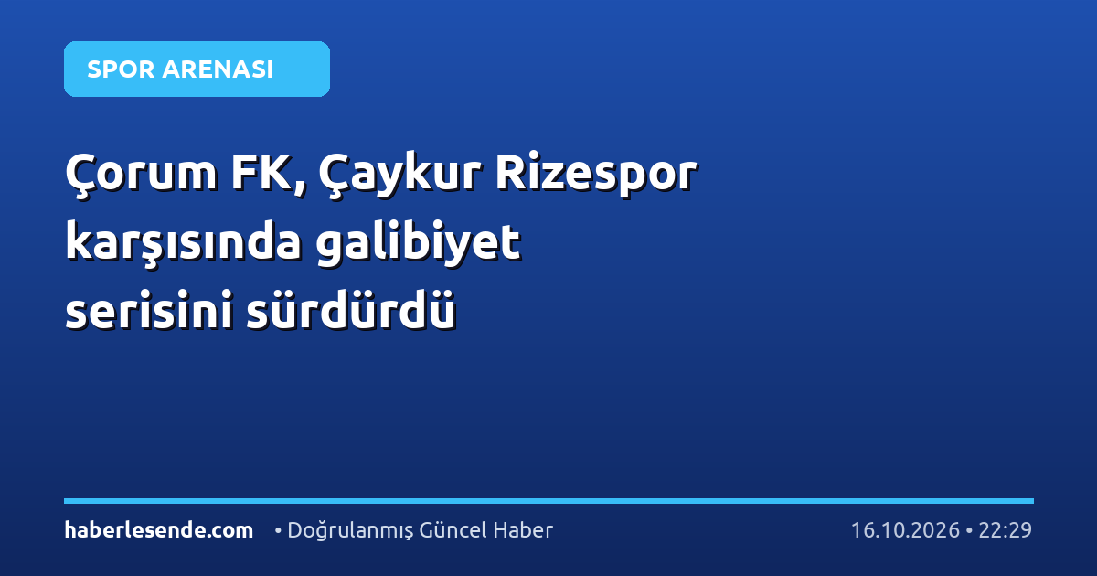 Çorum FK, Çaykur Rizespor karşısında galibiyet serisini sürdürdü