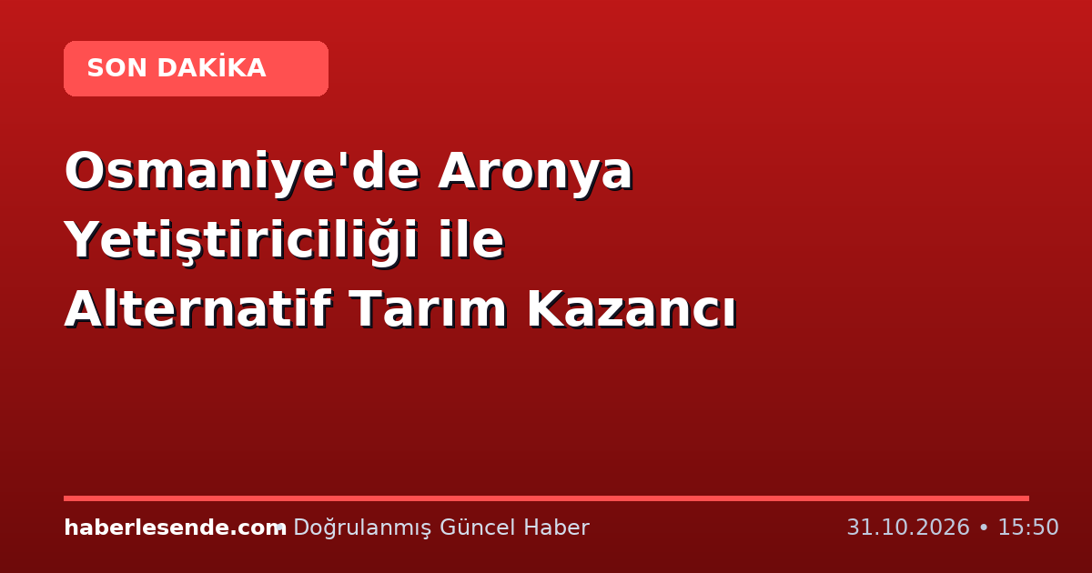 Osmaniye'de Aronya Yetiştiriciliği ile Alternatif Tarım Kazancı
