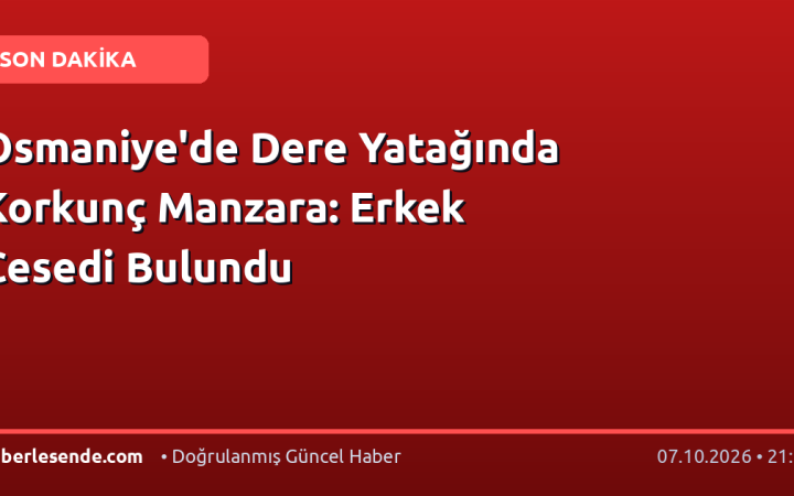 Osmaniye'de Dere Yatağında Korkunç Manzara: Erkek Cesedi Bulundu