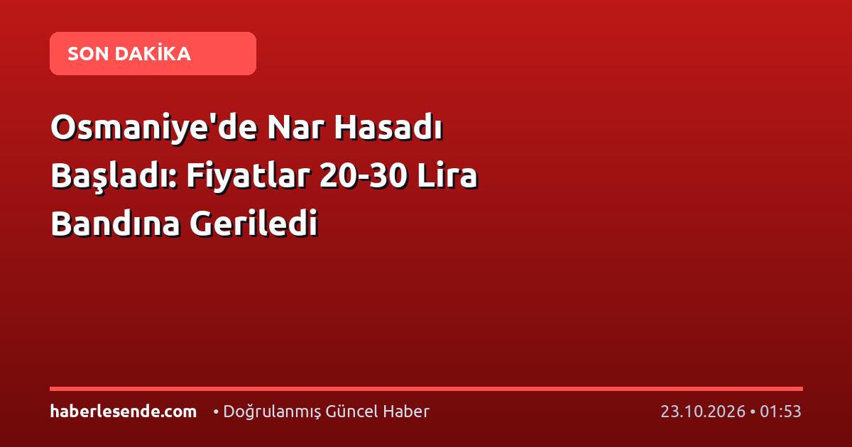 Osmaniye'de Nar Hasadı Başladı: Fiyatlar 20-30 Lira Bandına Geriledi