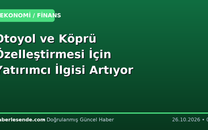 Otoyol ve Köprü Özelleştirmesi İçin Yatırımcı İlgisi Artıyor