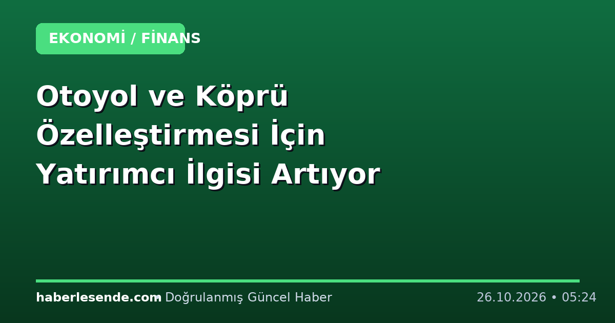 Otoyol ve Köprü Özelleştirmesi İçin Yatırımcı İlgisi Artıyor