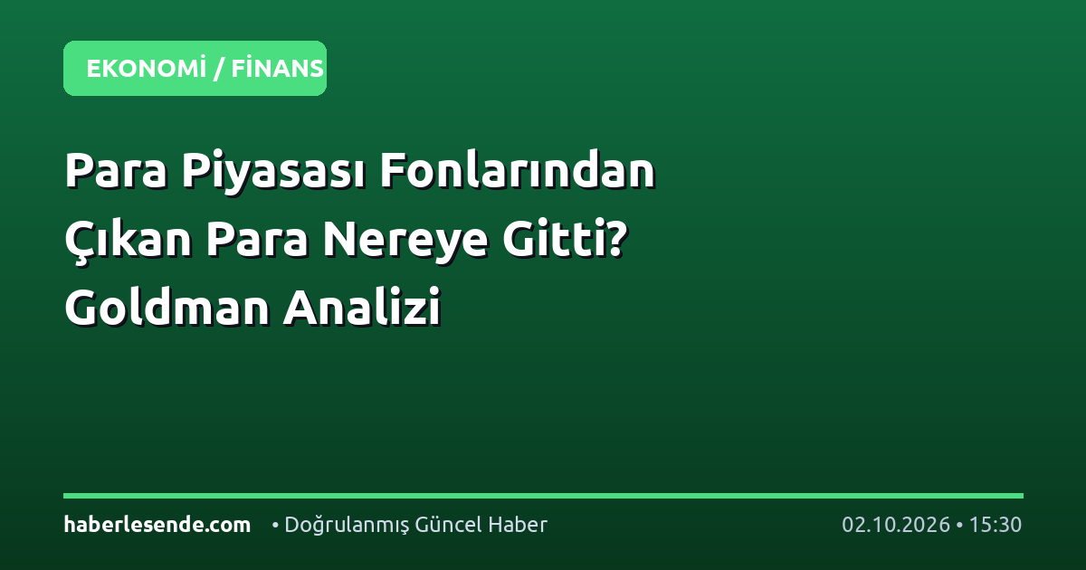 Para Piyasası Fonlarından Çıkan Para Nereye Gitti? Goldman Analizi