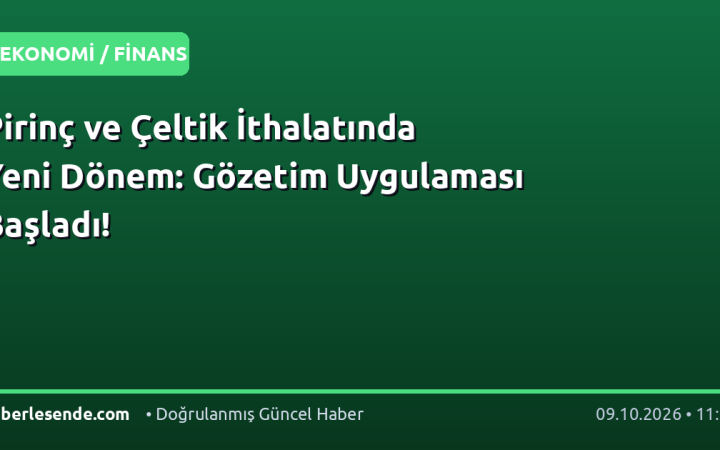 Pirinç ve Çeltik İthalatında Yeni Dönem: Gözetim Uygulaması Başladı!