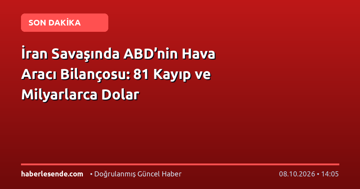 İran Savaşında ABD’nin Hava Aracı Bilançosu: 81 Kayıp ve Milyarlarca Dolar