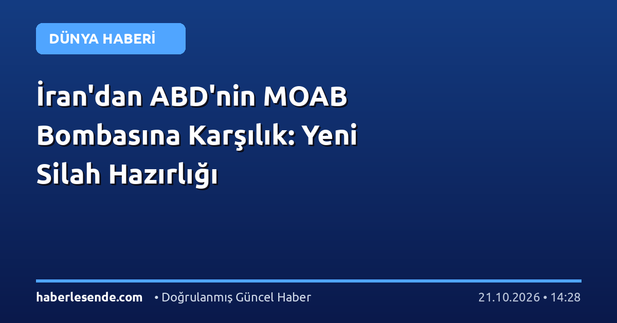 İran'dan ABD'nin MOAB Bombasına Karşılık: Yeni Silah Hazırlığı