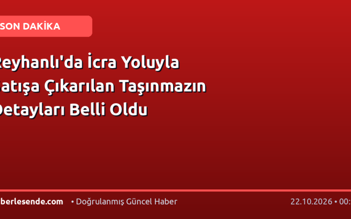 Reyhanlı'da İcra Yoluyla Satışa Çıkarılan Taşınmazın Detayları Belli Oldu