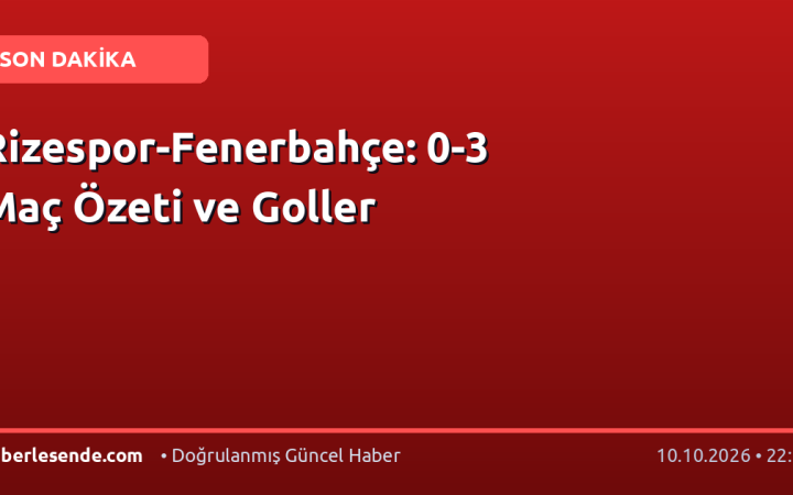 Rizespor-Fenerbahçe: 0-3 Maç Özeti ve Goller