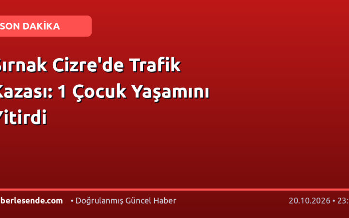 Şırnak Cizre'de Trafik Kazası: 1 Çocuk Yaşamını Yitirdi
