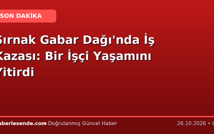 Şırnak Gabar Dağı'nda İş Kazası: Bir İşçi Yaşamını Yitirdi